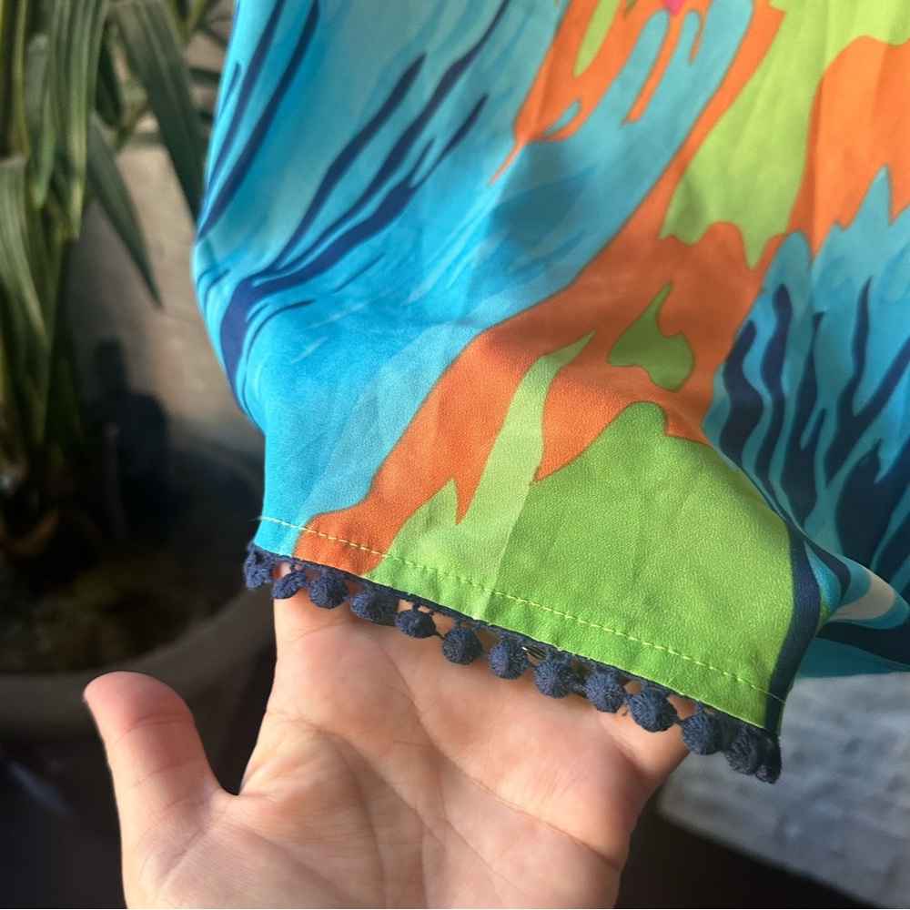Mud Pie Bag Lady Bright Vibrant Watercolor One Shoulder Beach Pool Dress Size M - Picture 6 of 8